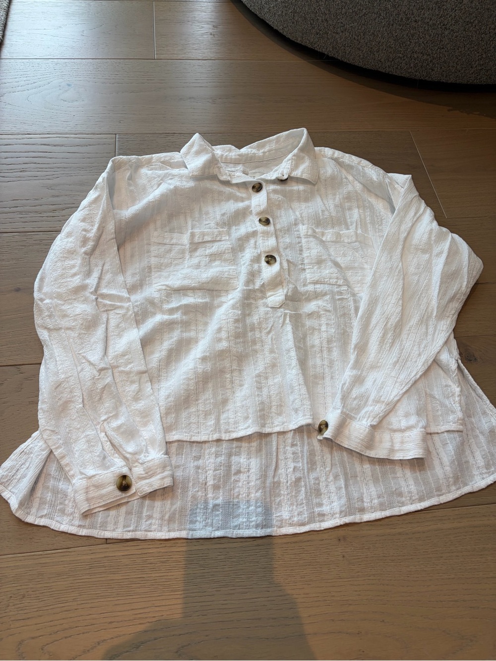 LOFT White Textured Button-Up womens Shirt